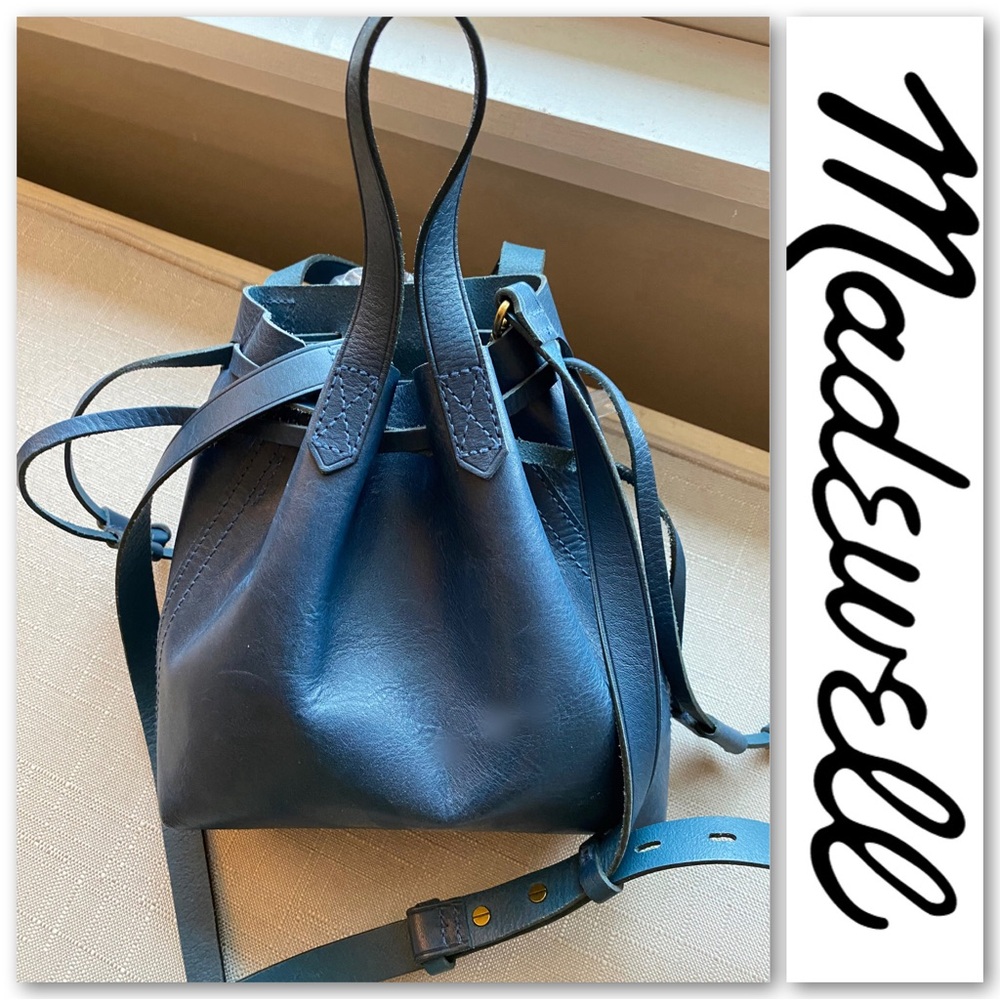 Madewell Black Leather Bucket Crossbody Bag